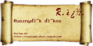 Rusznyák Ákos névjegykártya